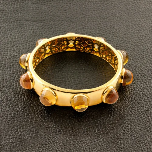 ladies bracelets diamond cut edges -Citrine Bangle Bracelet