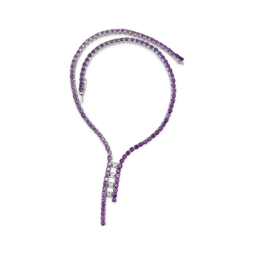 knot design necklaces for women -Amethyst & Diamond Estate Bolo Necklace