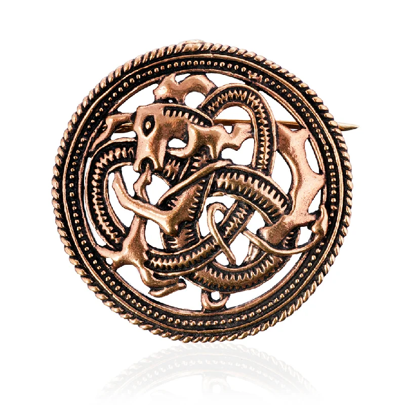 ladies formal brooch evening wear -Lindworm Brooch, Bronze