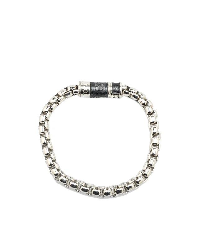 ladies silver bracelets amber stones -Monogram Eclipse Chain Link Bracelet with Silver-Tone Detailing