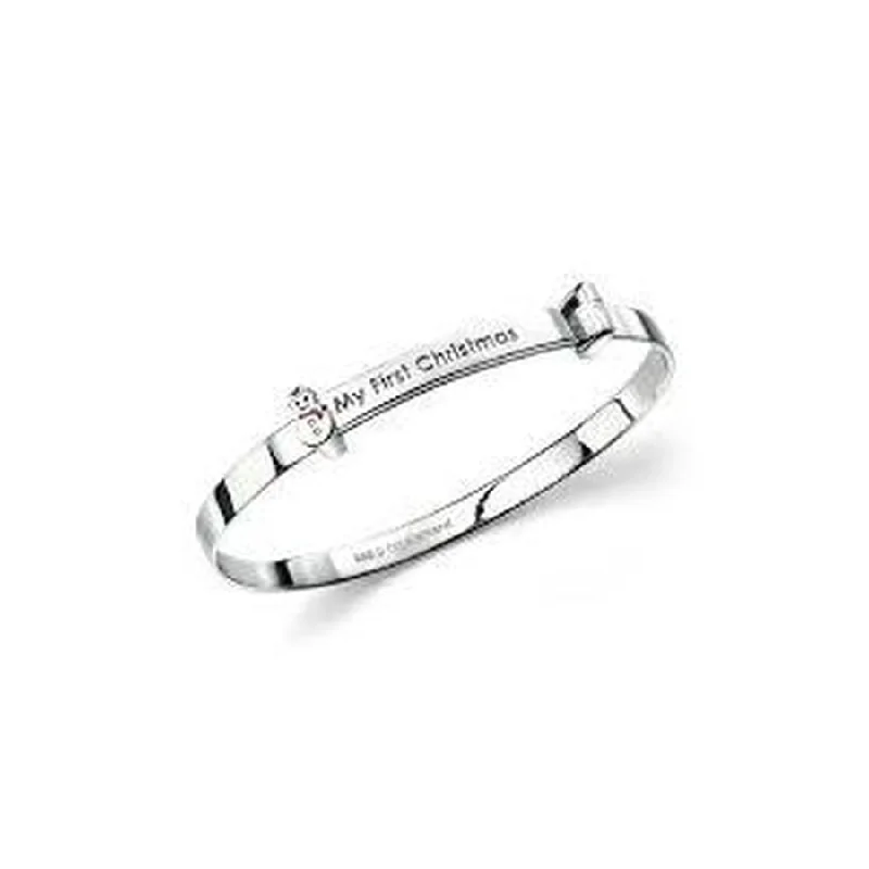 crisscross design bracelets for women -Silver Child's 'My First Christmas' Bangle