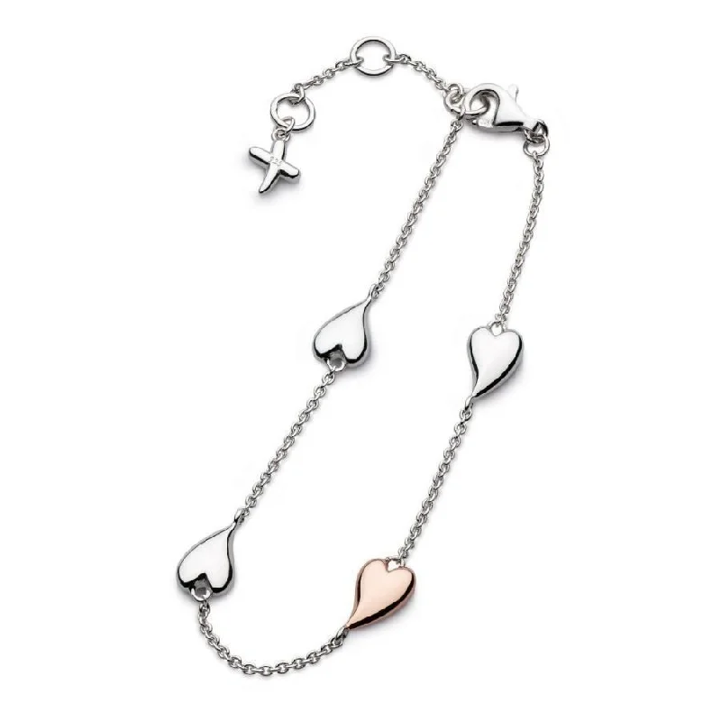 mixed metal bracelets for women -Desire Kiss Blush Heart Station Bracelet