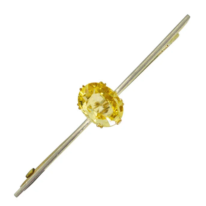 ladies yellow gold brooch hoops -Yellow Sapphire Bar Brooch