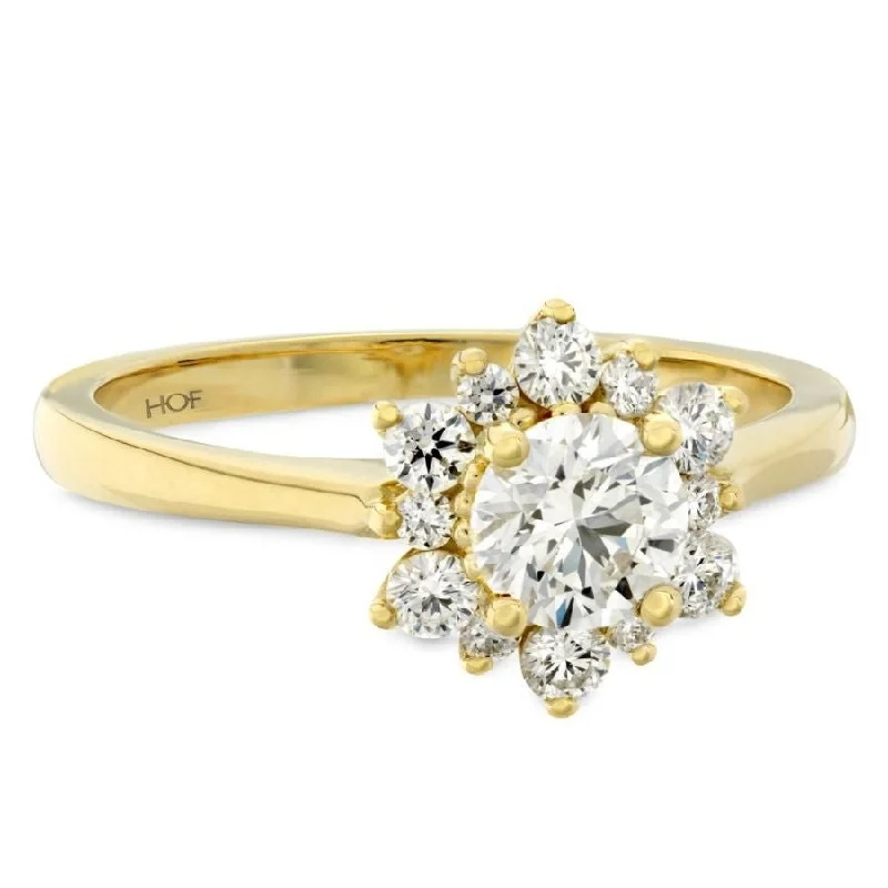 Ladies clear glass rings -18ct Yellow Gold Delight Lady Round Brilliant Cut Diamond Cluster Ring