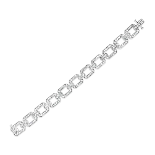 minimalist curve bracelets for women -Rectangle Diamond Link Estate Bracelet