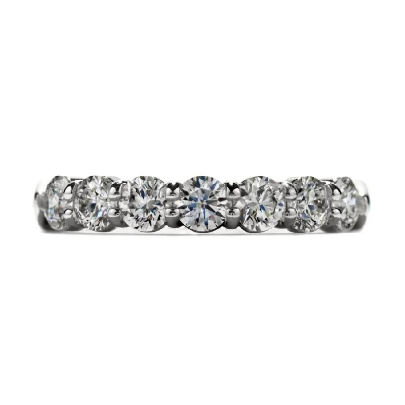 Ladies ripple glow rings -0.48ct Round Brilliant Cut Diamond 7-Stone Platinum Half Eternity Ring