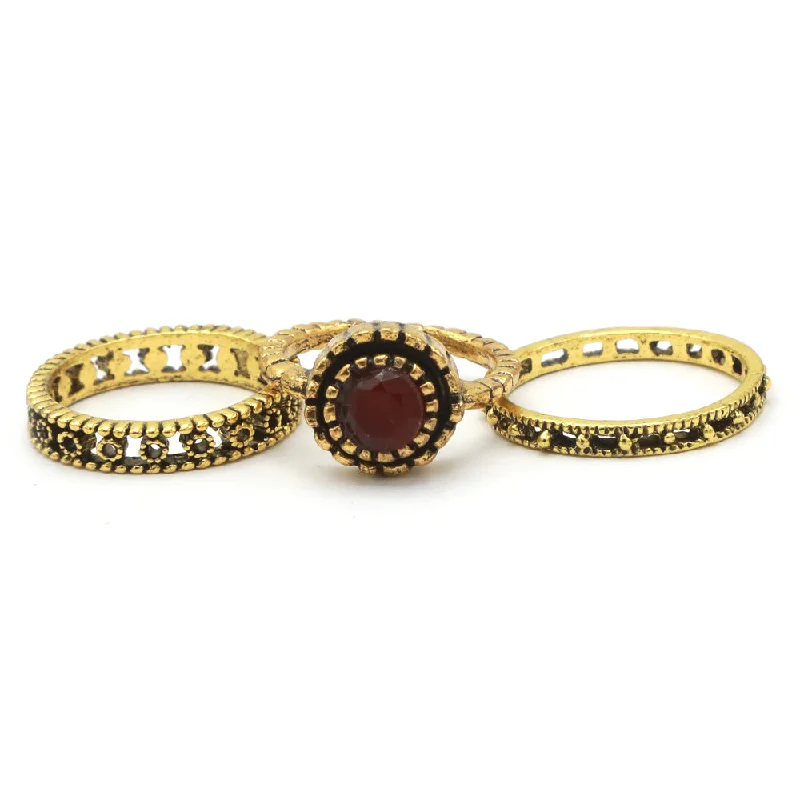 Ladies stylish stack rings -Finger Ring 3 Pc - Maroon