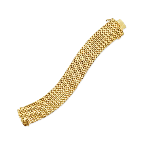 ladies rose gold bracelets dots -Yellow Gold Mesh Estate Bracelet