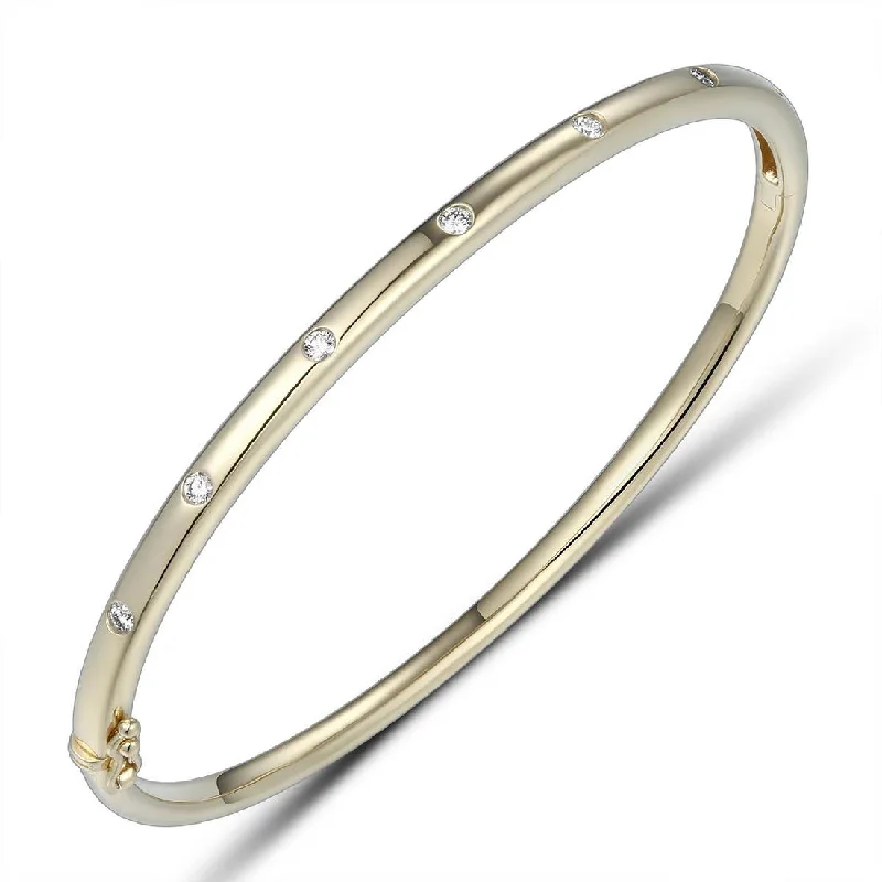 ladies silver bracelets jade stones -18ct Gold yellow gold 7 inset spaced out across the top diamond set bangle