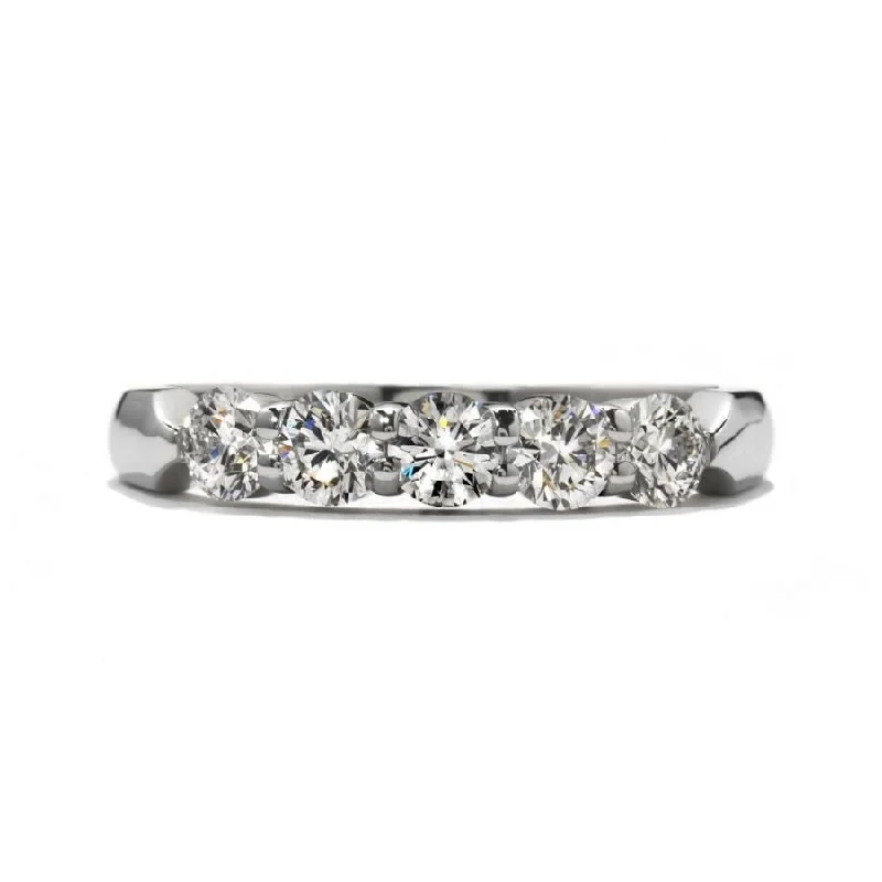 Ladies chic fashion rings -0.35ct Round Brilliant Cut Diamond 5-Stone 18ct White Gold Half Eternity Ring