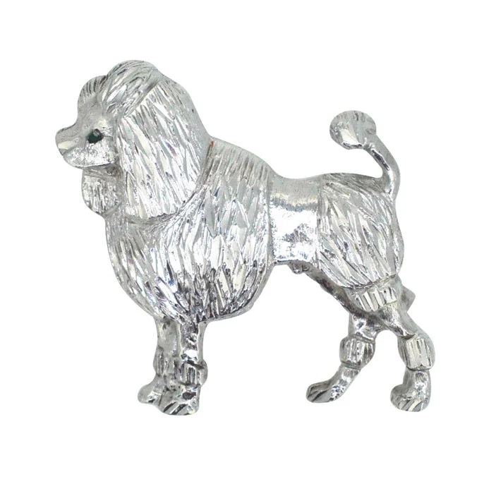 rose gold bar brooch for women -Silver Poodle Brooch