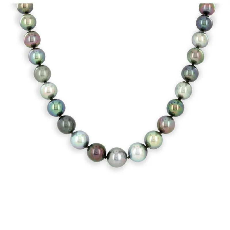 ladies silver necklaces topaz stones -Multi-Coloured Tahitian Cultured Pearl Necklace