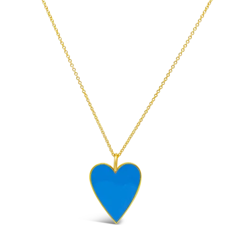 ladies gold necklaces infinity symbol -Blue Enamel Heart Necklace