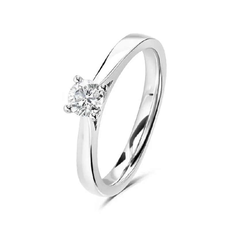 Ladies textured weave rings -0.30ct Round Brilliant Cut Diamond Solitaire Platinum Ring