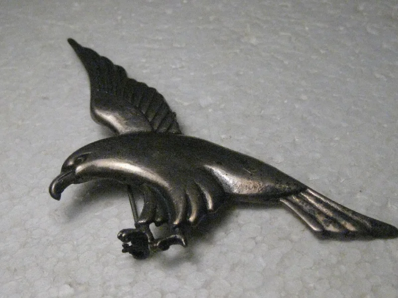 mosaic design brooch for women -Vintage Sterling Silver Bird of Prey Brooch, 4.25", 19.21 gr. Mid-Century