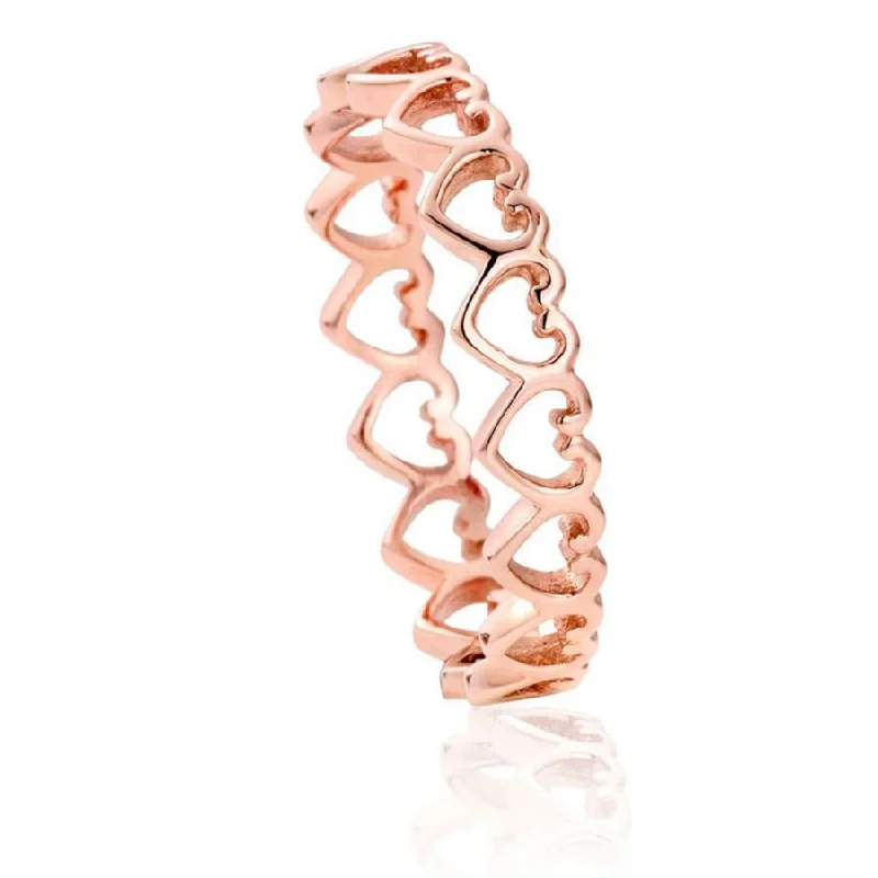 Ladies zest sparkle rings -9ct Rose Gold Open Heart Stacking Ring