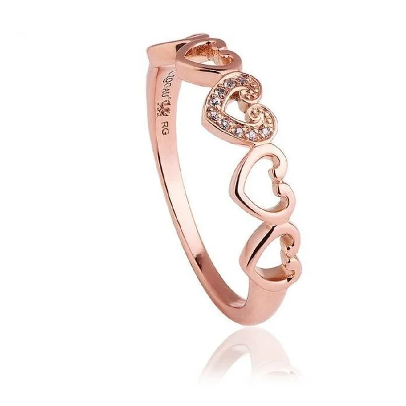 Ladies bright charm rings -9ct Rose Gold Affinity Heart Wht Top Ring