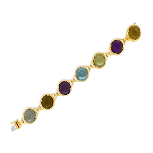 ladies rose gold bracelets flowers -Multi-gemstone Bracelet