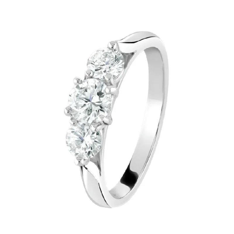 Ladies assurance shine rings -Platinum Round Brilliant Cut Diamond Trilogy Ring