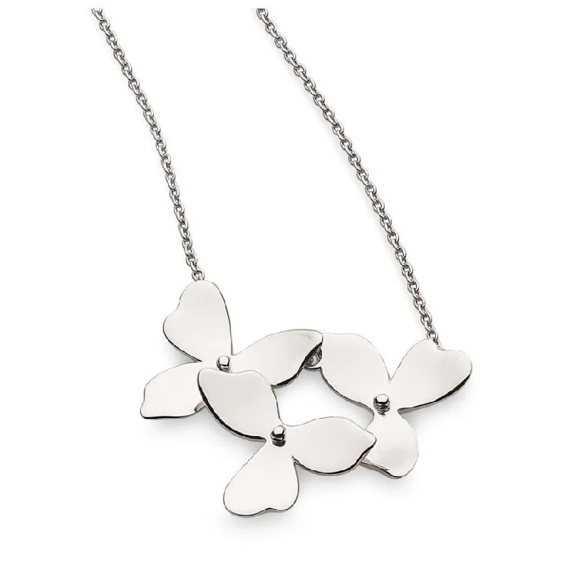 rose gold necklaces for women with pendants -Silver Blossom Petal Bloom Trio Necklace