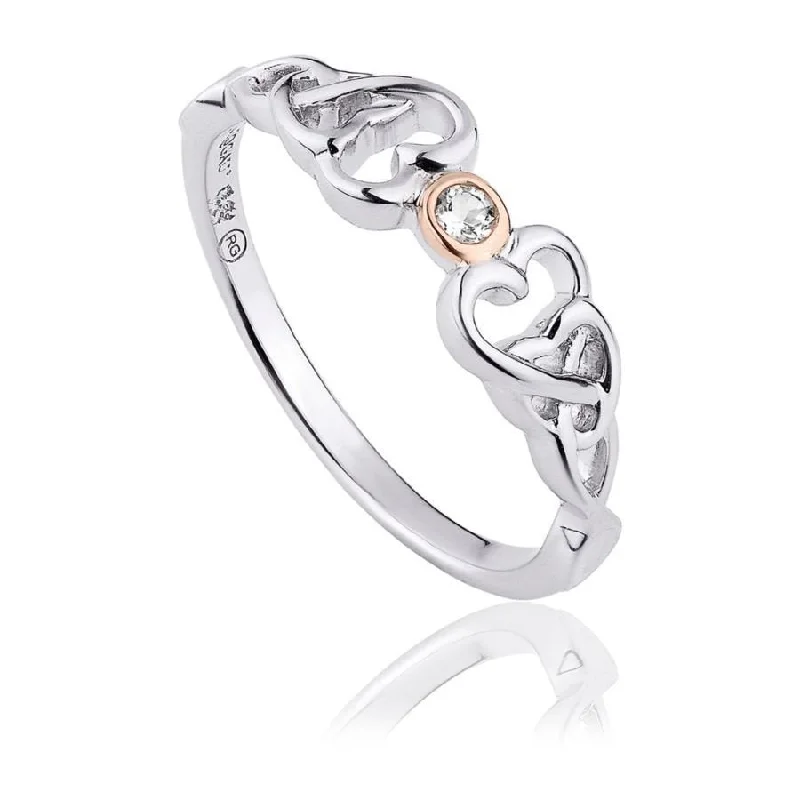 Ladies firm weight rings -Silver & 9ct Rose Gold Lovespoons Ring