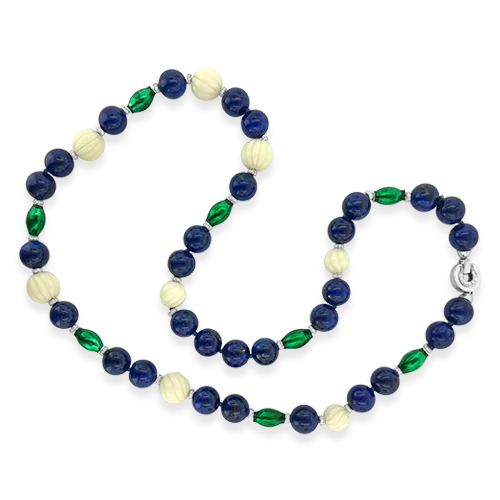 gold moon design necklaces for women -Lapis & Diamond Necklace