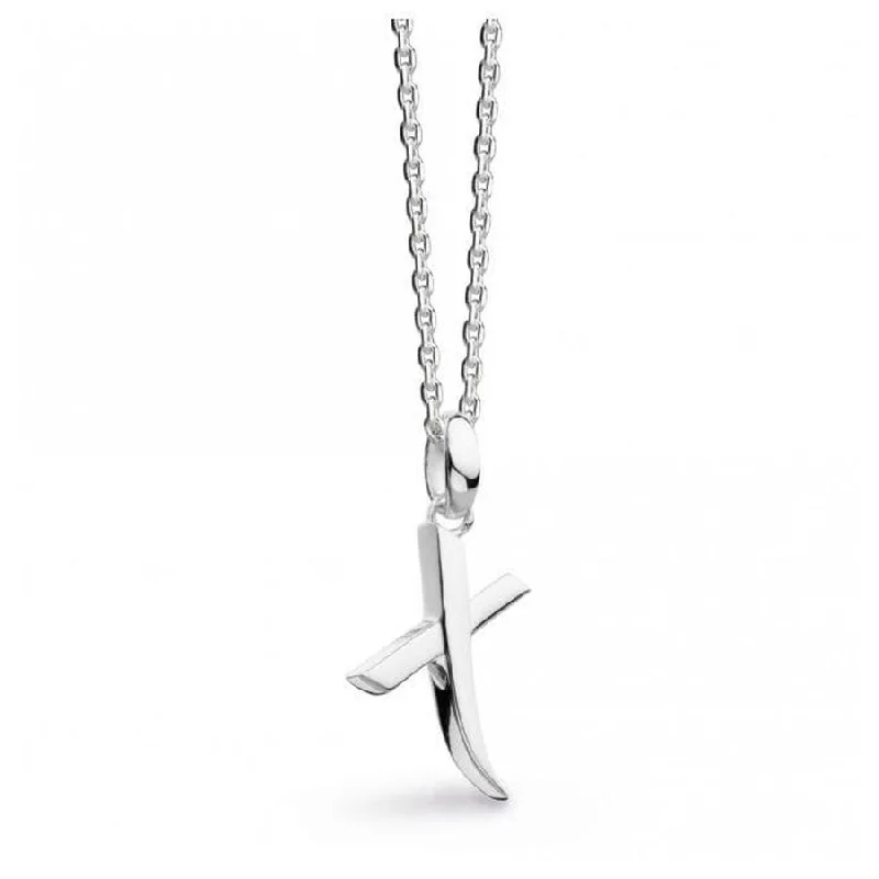 leaf pendant necklaces for women -Silver Signature Capital X Necklace