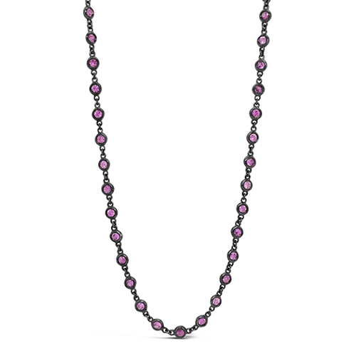 bar pendant necklaces for women -Pink Sapphire Chain Necklace