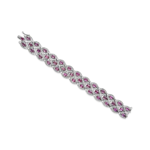 ladies yellow gold bracelets curves -Pink Sapphire & Diamond Bracelet