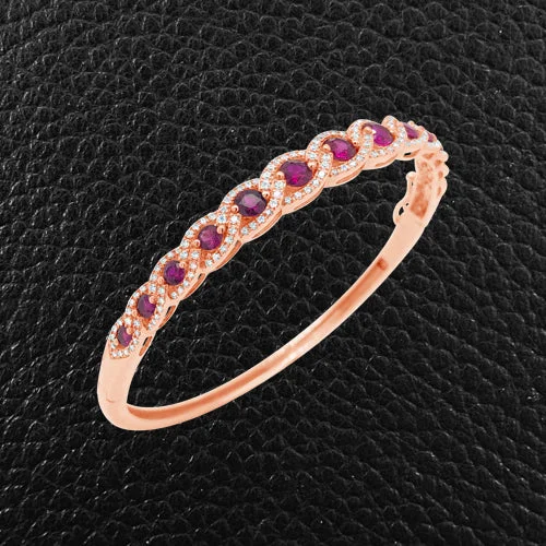 ladies gold bracelets infinity symbol -Ruby & Diamond Bangle Bracelet