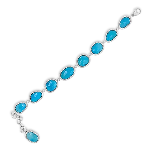 ladies rose gold bracelets bar charms -Turquoise & Diamond Bracelet