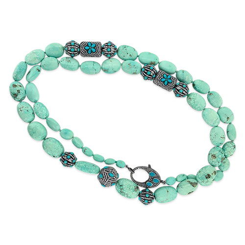 ladies necklaces with diamond pendants -Persian Turquoise Bead Necklace