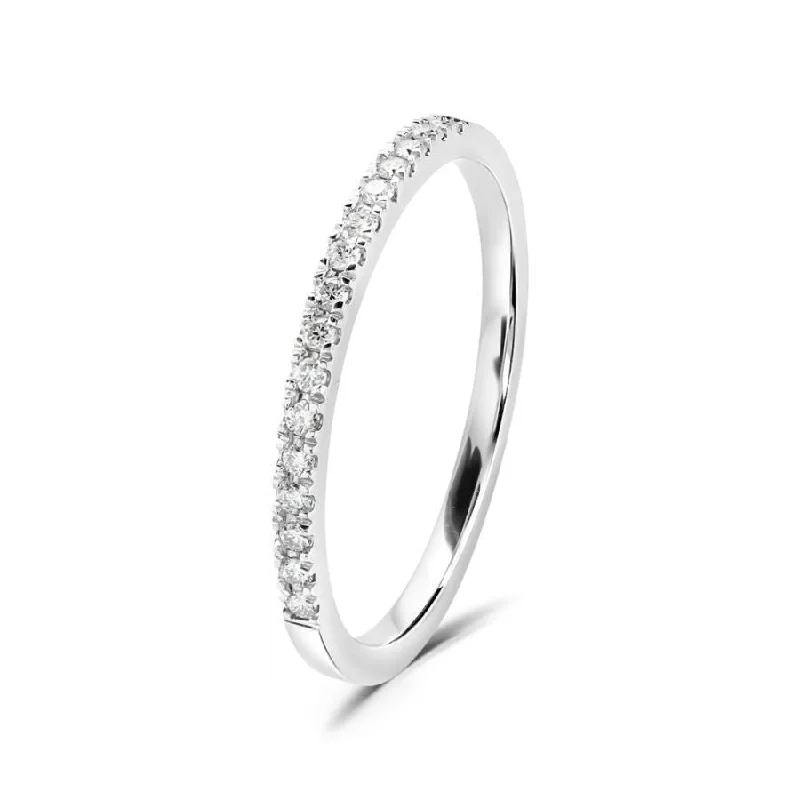 Ladies lunar glow rings -0.11ct Roudn Brilliant Cut Diamond 18ct White Gold Half Eternity Ring