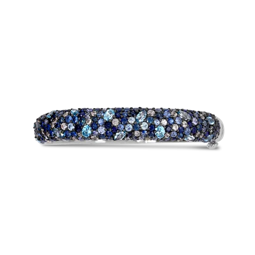 engraved bracelets for women personalized -Sapphire & Blue Topaz Bangle Bracelet