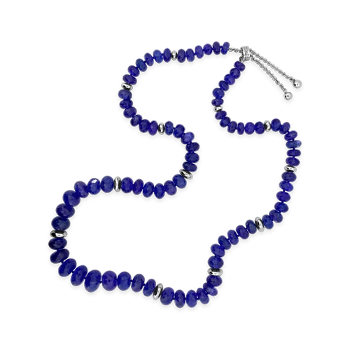 ladies silver necklaces apatite stones -Tanzanite Bead Necklace