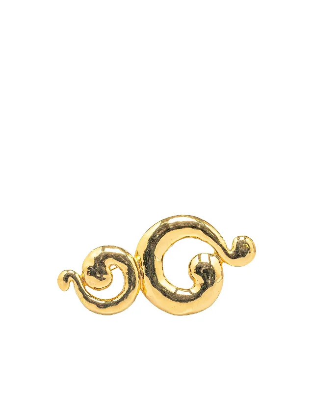 gold leaf design brooch for women -Gold Plated Whirlpool Brooch with Pin Closure