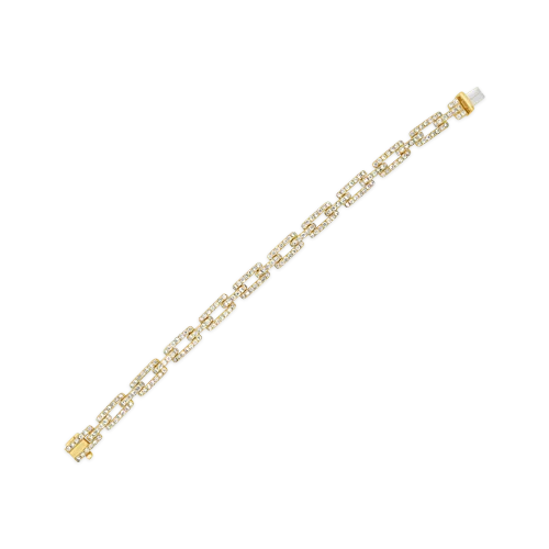 ladies gold bracelets horse motifs -Pave Diamond Link Bracelet