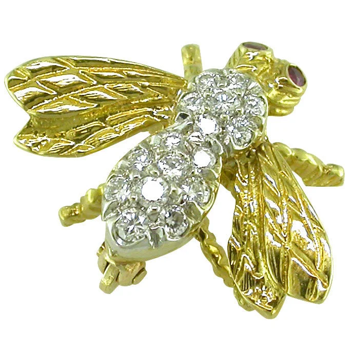 polished silver brooch for women -Diamond Bee Brooch