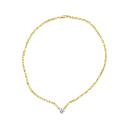 simple necklaces for women matte finish -Single Diamond & Gold Necklace