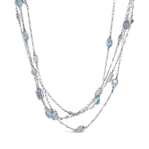 ladies necklaces gemstone clusters -Aquamarine & Platinum Estate Necklace