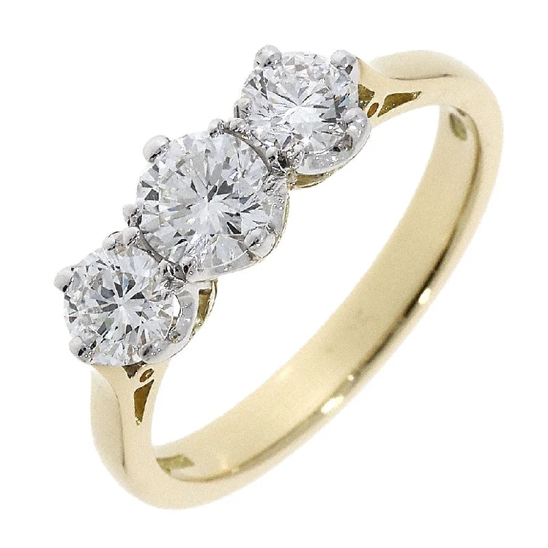 Ladies cycle gleam rings -18ct yellow gold 3-stone round brilliant cut claw set diamond ring