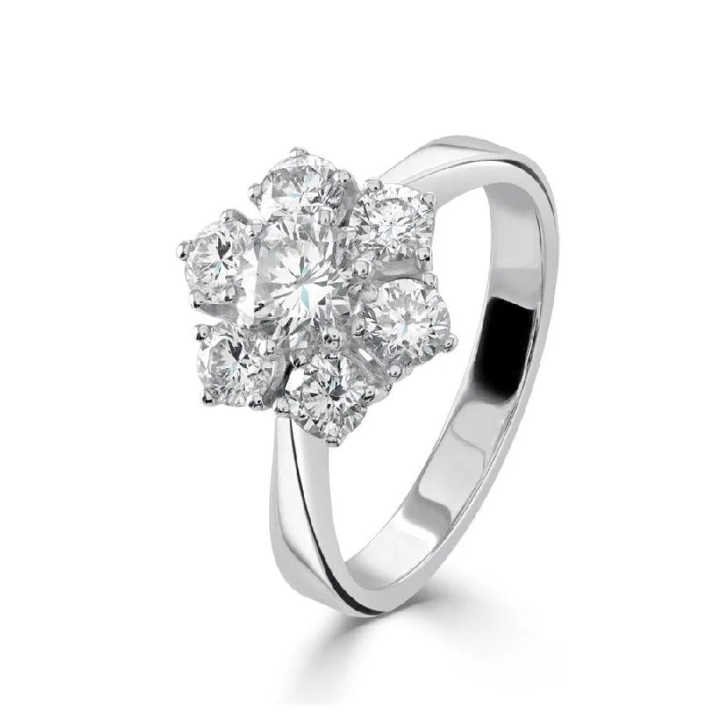 Ladies nebula flair rings -18ct White Gold Roudn Brilliant Cut Diamond Cluster Ring