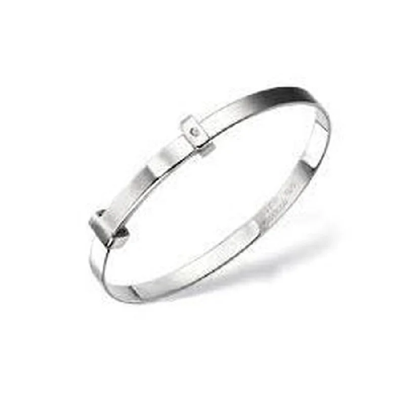 triple band bracelets for women -Silver Diamond Set Blank Baby Bangle