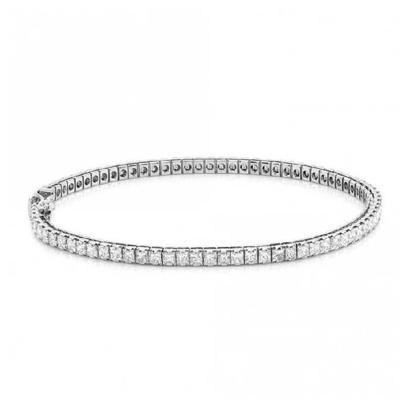 ladies bracelets twisted edges -18ct White gold Princess cut Diamond bracelet