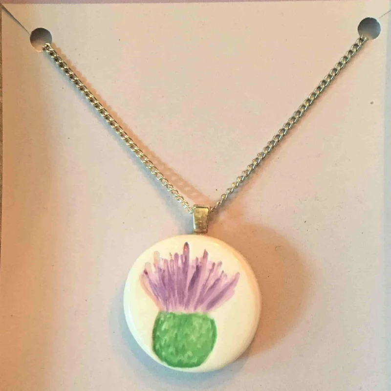 crystal necklaces for women sparkling -Scottish Thistle in Clay Necklace