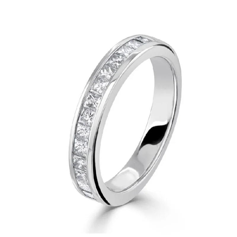 Ladies wearable charm rings -0.75ct 14-Princess Cut Diamond 18ct White Gold Half Eternity Ring