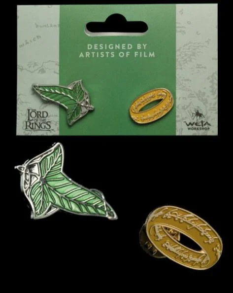 Ladies street sleek rings -Lord of the Rings Collectors Pins 2-Pack Elfen Leaf & One Ring