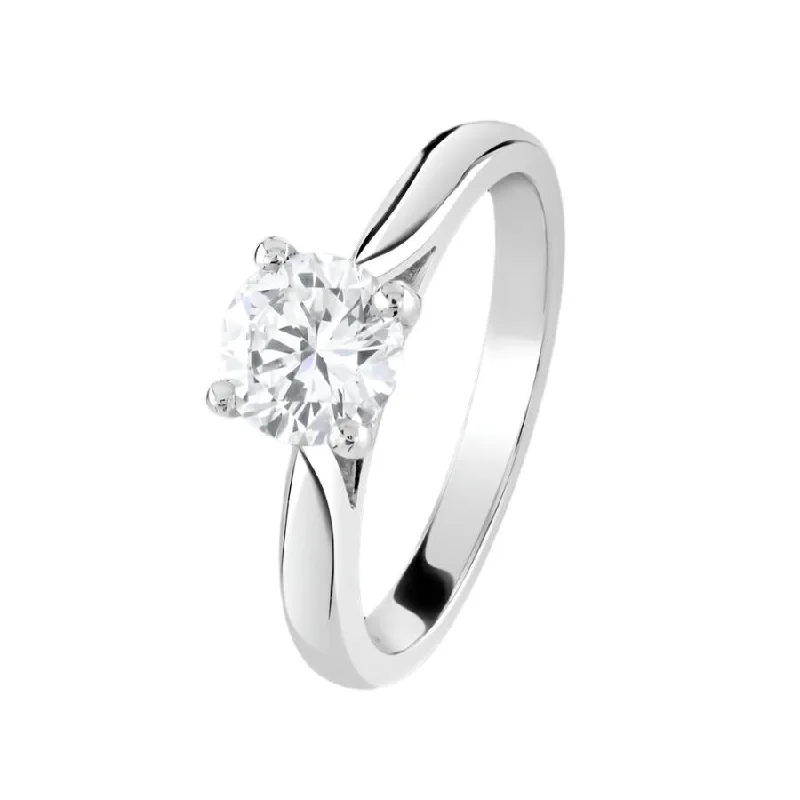 Ladies angular charm rings -1.01ct Round Brilliant Cut Diamond Solitaire Platinum Ring