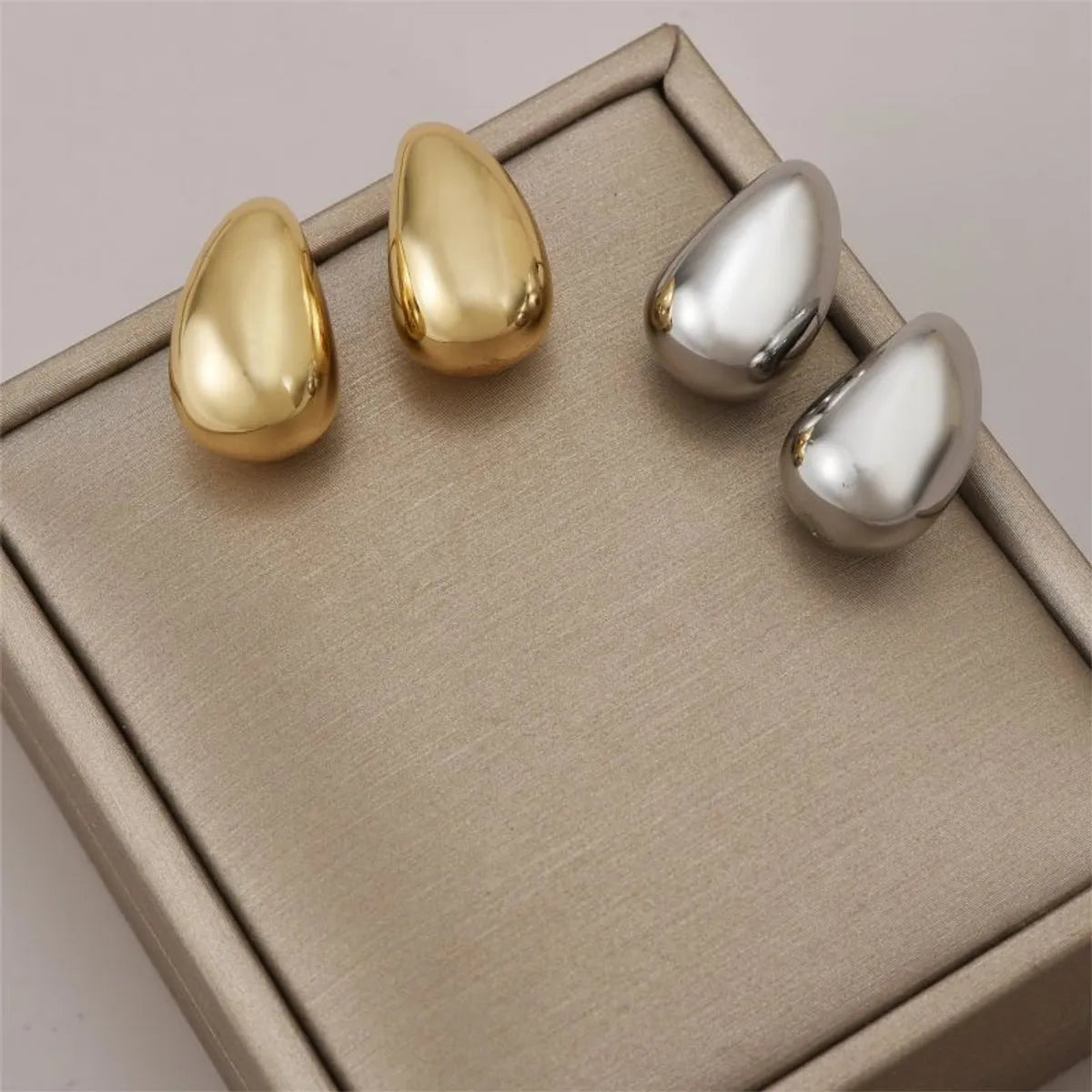 Unity shine earrings -1 Pair Simple Style Water Droplets Polishing Plating Copper 18k Gold Plated Ear Studs