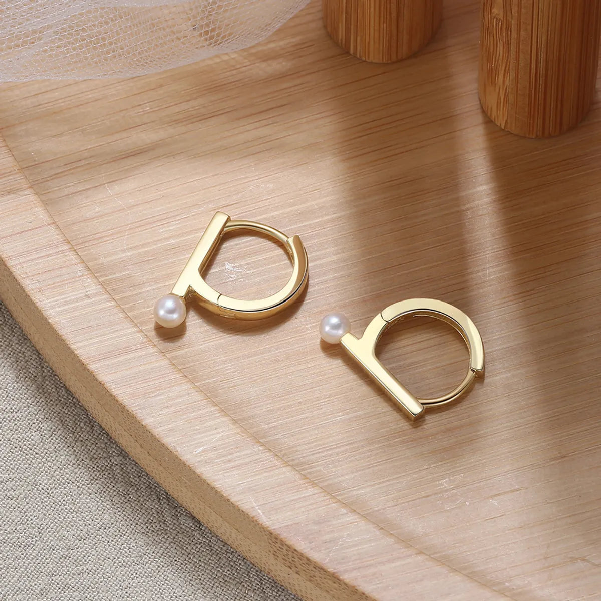 Light thread earrings -1 Pair Elegant Modern Style Letter Plating Sterling Silver 14k Gold Plated Ear Studs